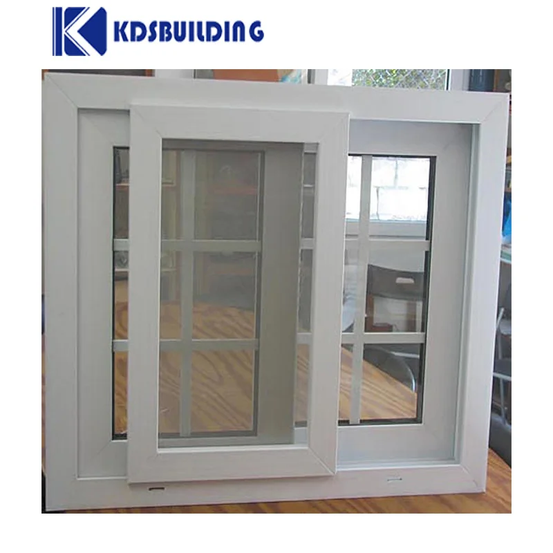 KDSBuilding French Design Kitchen Grill Design Price Upvc Pvc Sliding Window With Double Glaze