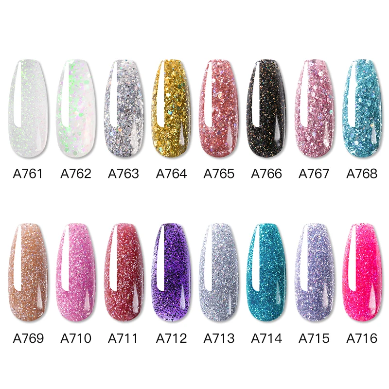 Rosalind oem your logo organic disco party glitter hard nail extensions glue wholesale extend poly nailpolish uv lamp gel polish