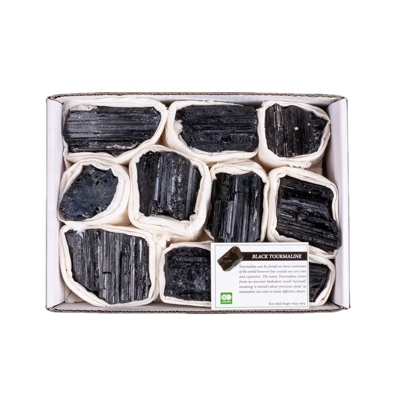 Large black tourmaline  crystal mineral material stone box set crystal  healing stones