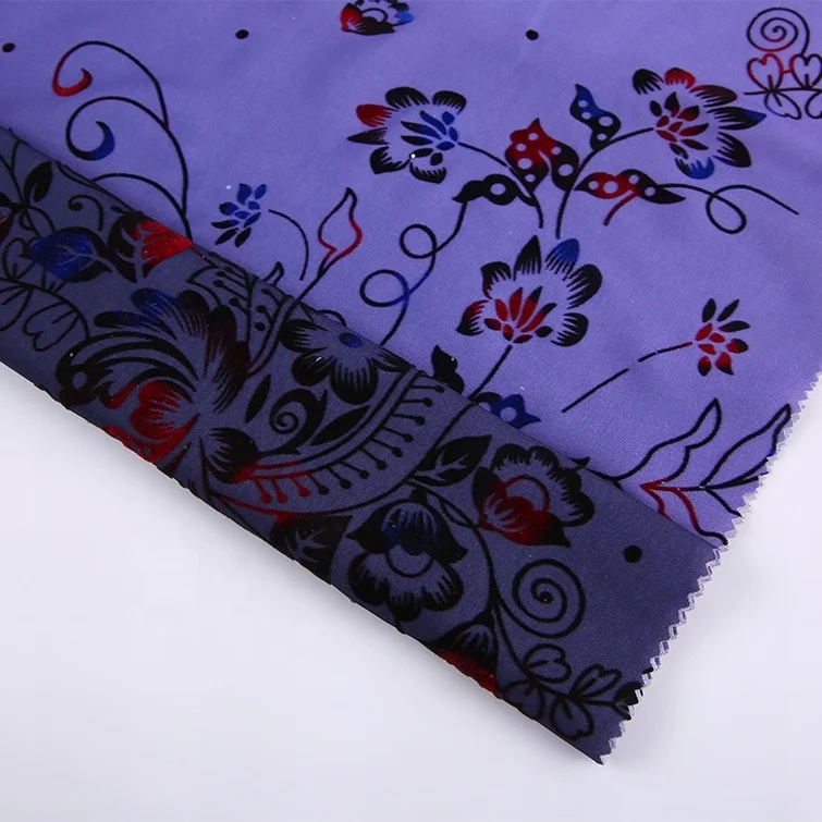 
China supplier wool peach flocking woven indonesia best black dress material shiny african fabric dye dress 