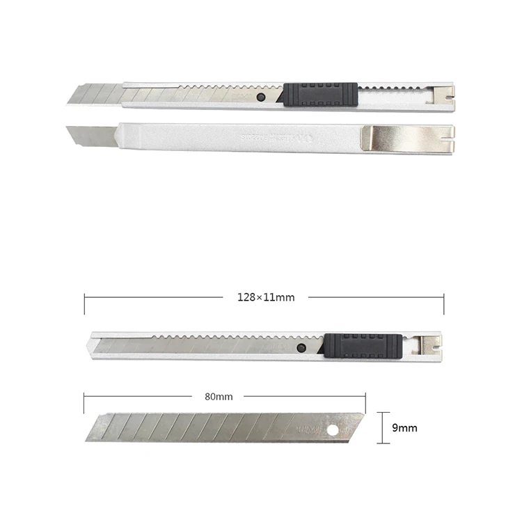 
The latest high-quality Office 9mm Industrial safety metal ABS art knife 1 blade office utility knife pusher 