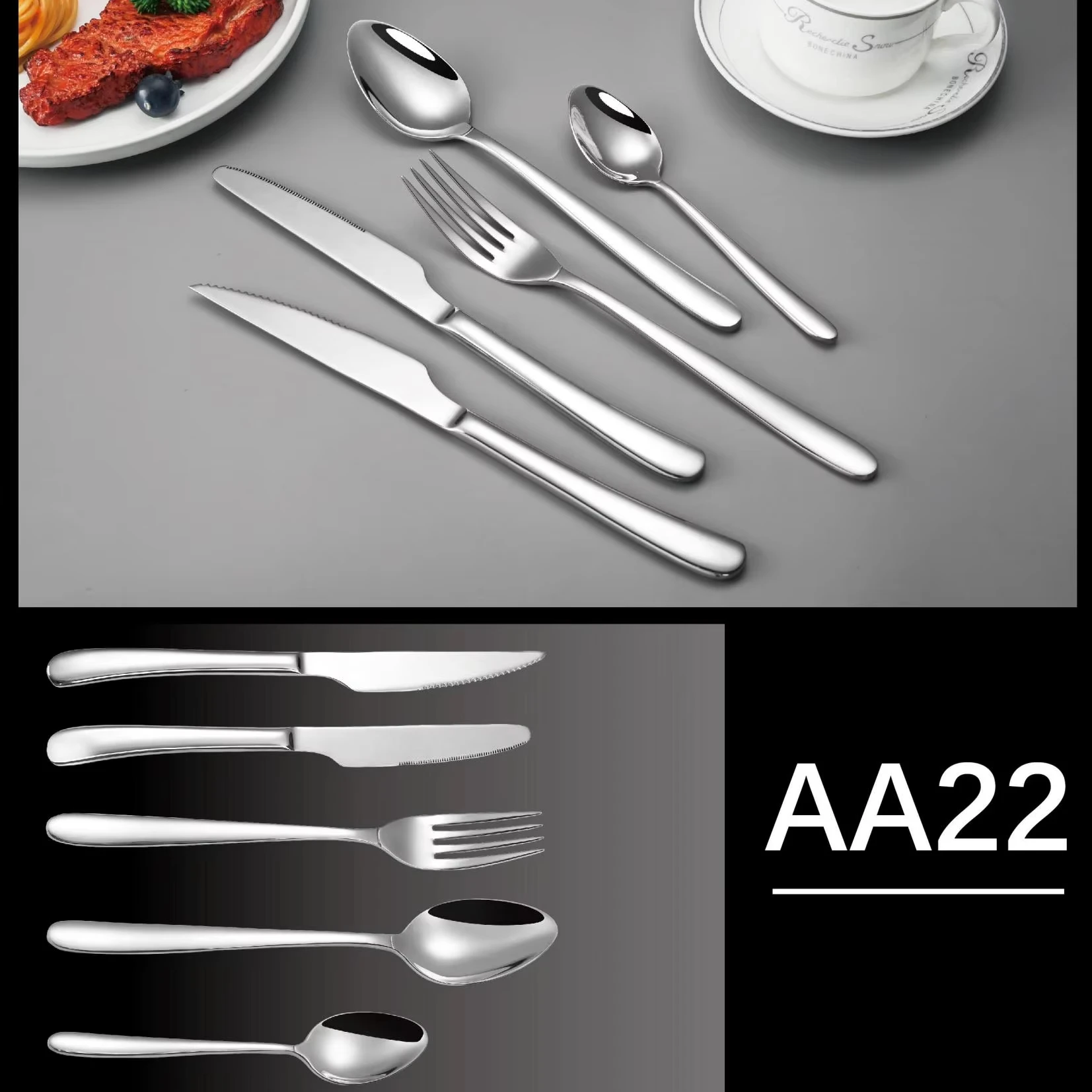 Top Quality Stainless Steel  Cutlery Plated Stainless Cutlery with Fork Knife and Spoon for Choose Cutlery for Hotel restaurant