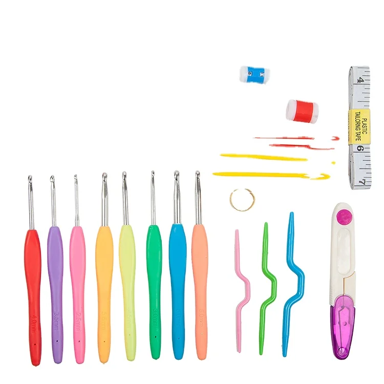 2022 Factory crochet hook set needle through handle crochet hook set knitting needles Crochet Needles