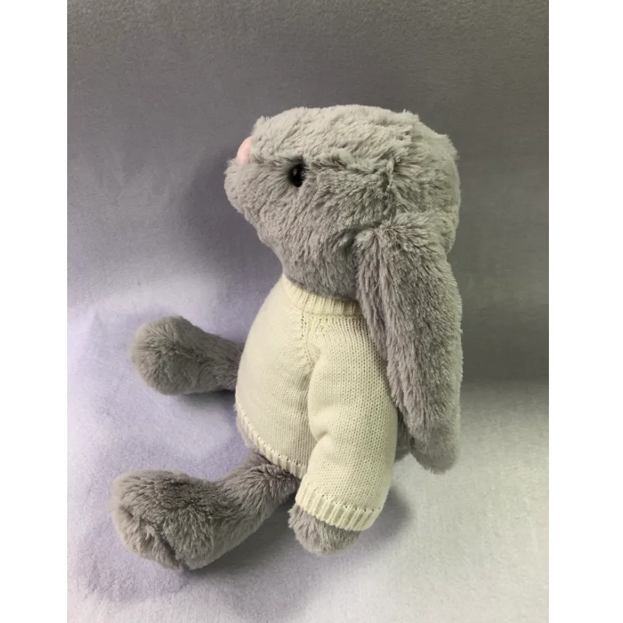 Custom Bunny Plush Toys Stuffed Animal Rabbit with White Wool Sweater