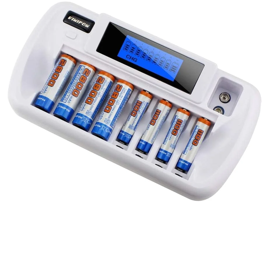 LCD displays OEM fast charger 8 slots rechargeable battery charger for 1.2V AA/AAA Nimh/Nicd batteries