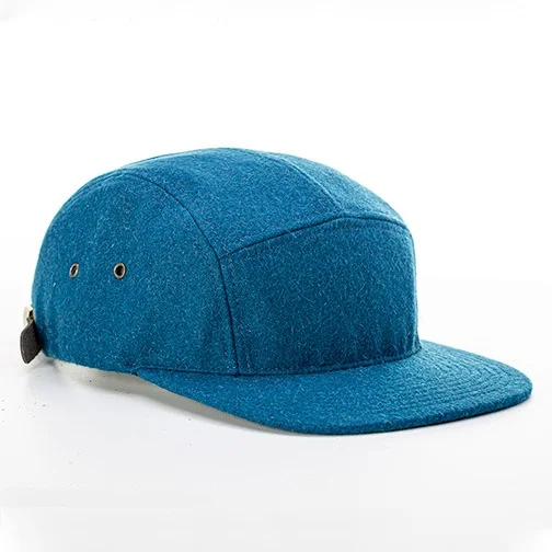 Oem outdoor hiking custom five panel camper cap, wholesale 5 panel snapback hat with a leather strap