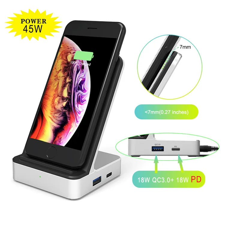 2021 new hot-selling PD smart fast charger QC3.0 18W+PD wireless 10W multifunctional