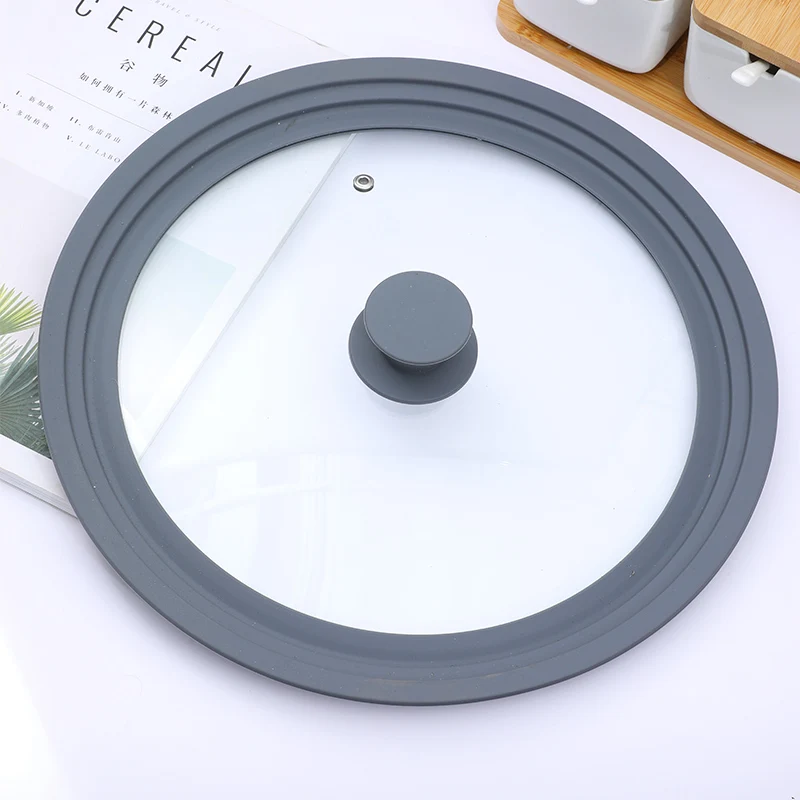 Стеклянная крышка для кастрюль с силиконовым ободом для кухни