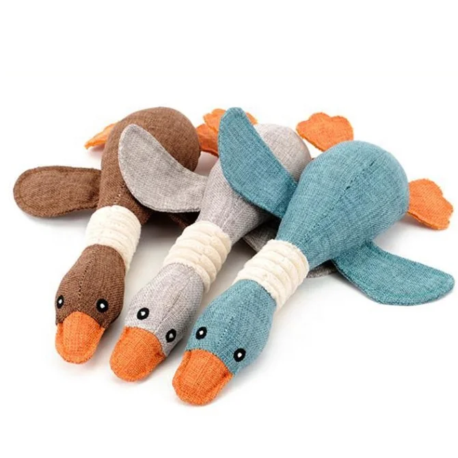 Stuffing cotton plush wild goose linen fabric bite molar pet toys dog squeaky toy