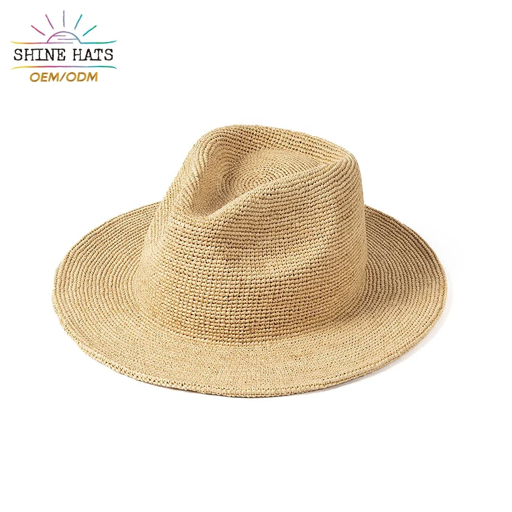 Shinehats 2024 OEM Hot sell Crochet Panama Top Retro Sun Fine Raffia Adult Beach Summer Unisex Straw Hats