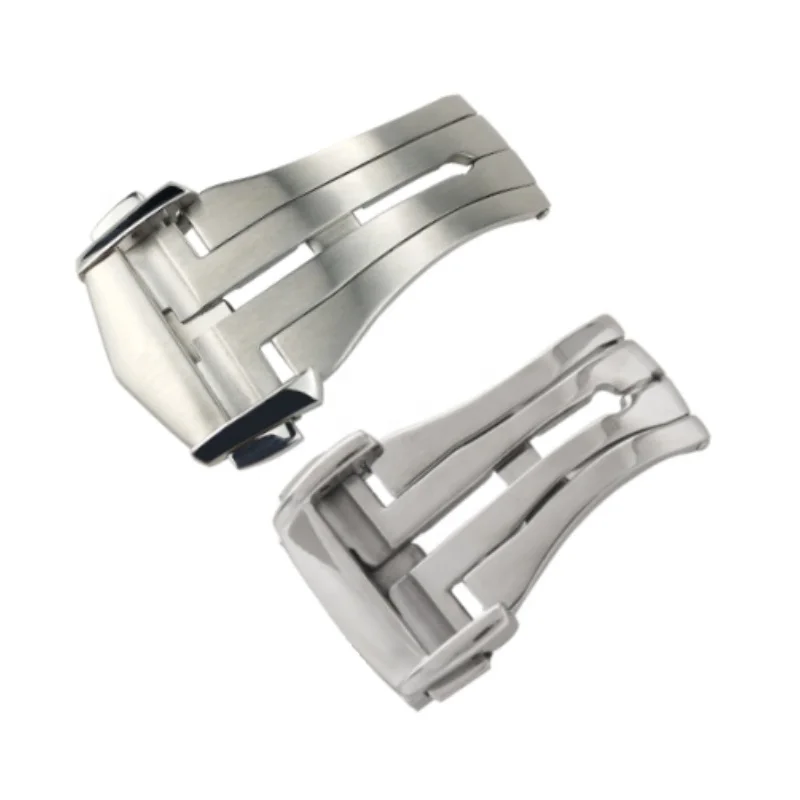 Luxury 16mm 18mm 20mm polished brushed stainless steel butterfly clasp rose gold deployment watch buckle for Omega clasp