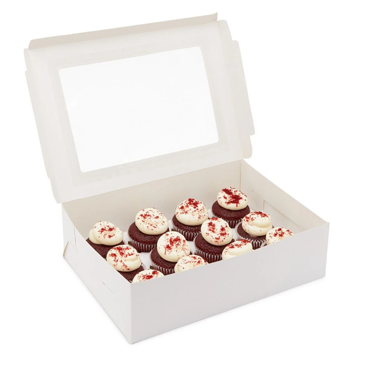 Customized White Kraft Cardboard Cupcake Box with UV Advantage 12-Hole Design and Window for Food Packaging and Foil Printing