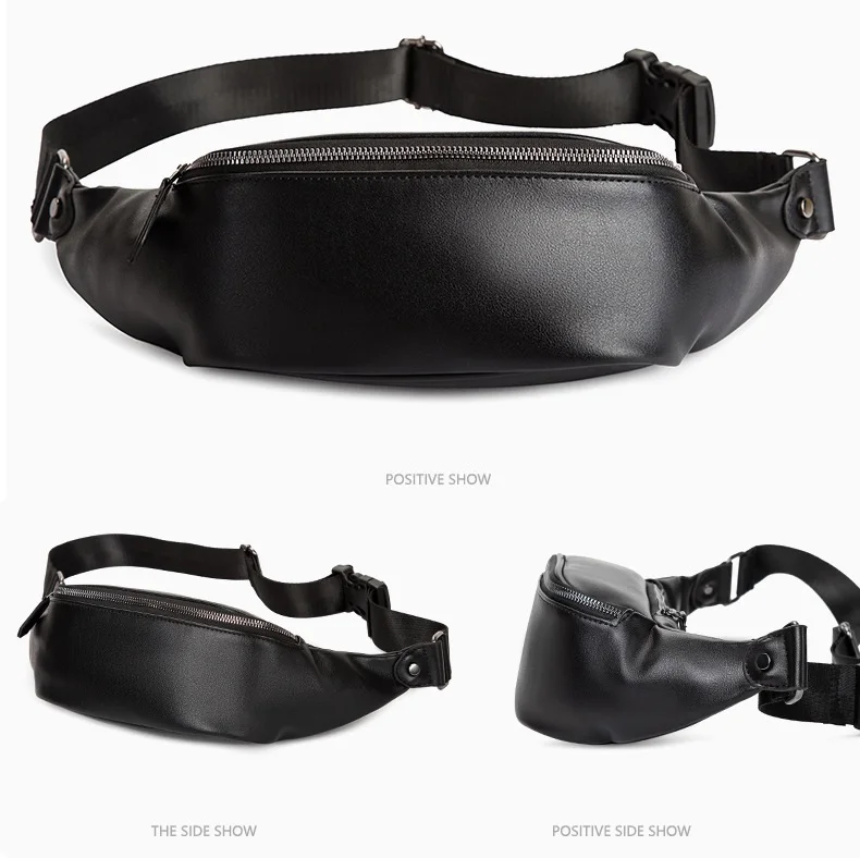 
Custom logo acceptable wholesale fashion adjustable belt unisex leather fanny pack waist bag 