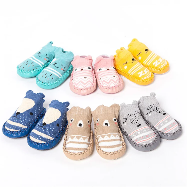 
Wholesale 1 Set 3 Pair Toddler Kids Organic Cotton Neutral Rubber Soft Sole Baby Shoes Socks 