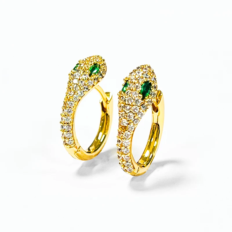 Wholesale stock gold zirconia inlaid snake earrings fashion ladies jewelry high quality copper earrings