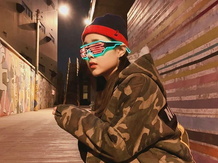 Light up El Wire Neon Rave Glasses Glow Flashing LED Sunglasses Costumes For Party, EDM, Halloween