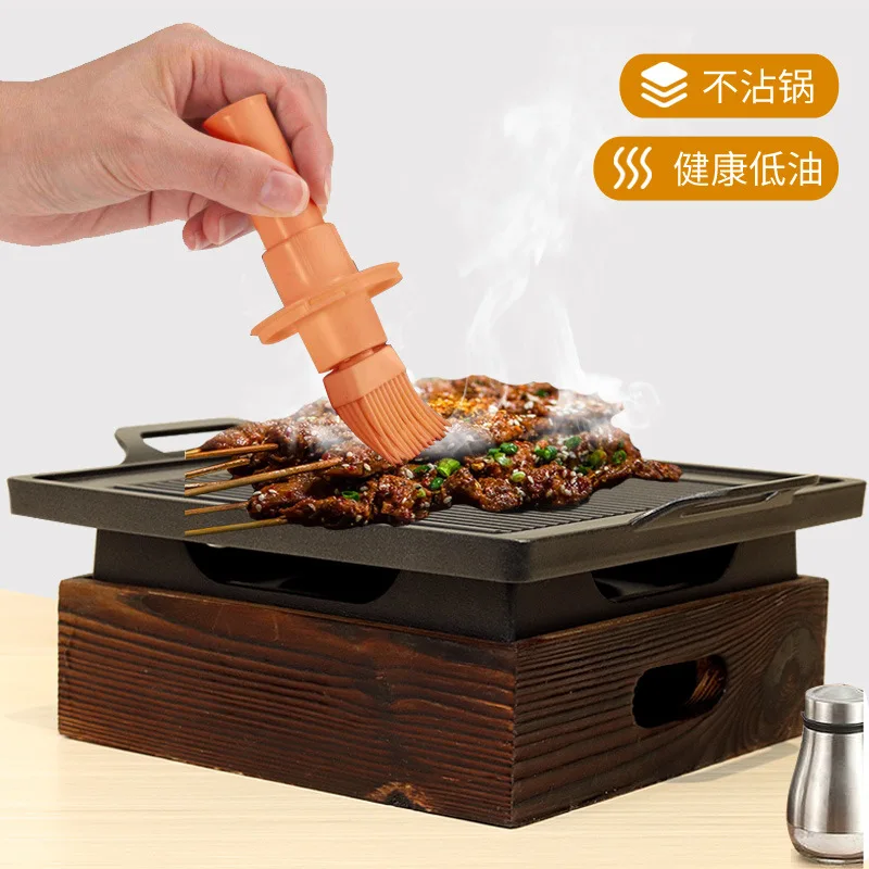 Custom Available Home Use Wooden Tray Non-stick Japanese Style bbq alcohol grill for 1-2 people ,korean bbq alcohol grill table