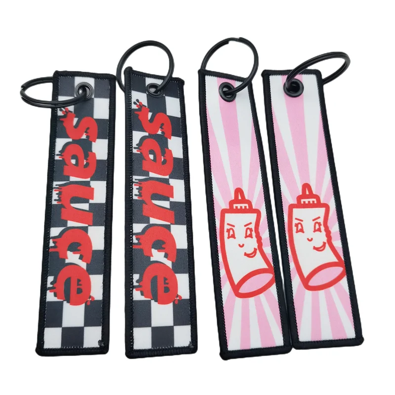 Custom Keyrings Key Holder Key Ring Keyrings Anime Jet Tags Woven Fabric Embroidery Customized Keychain Jet Tags Key Tag