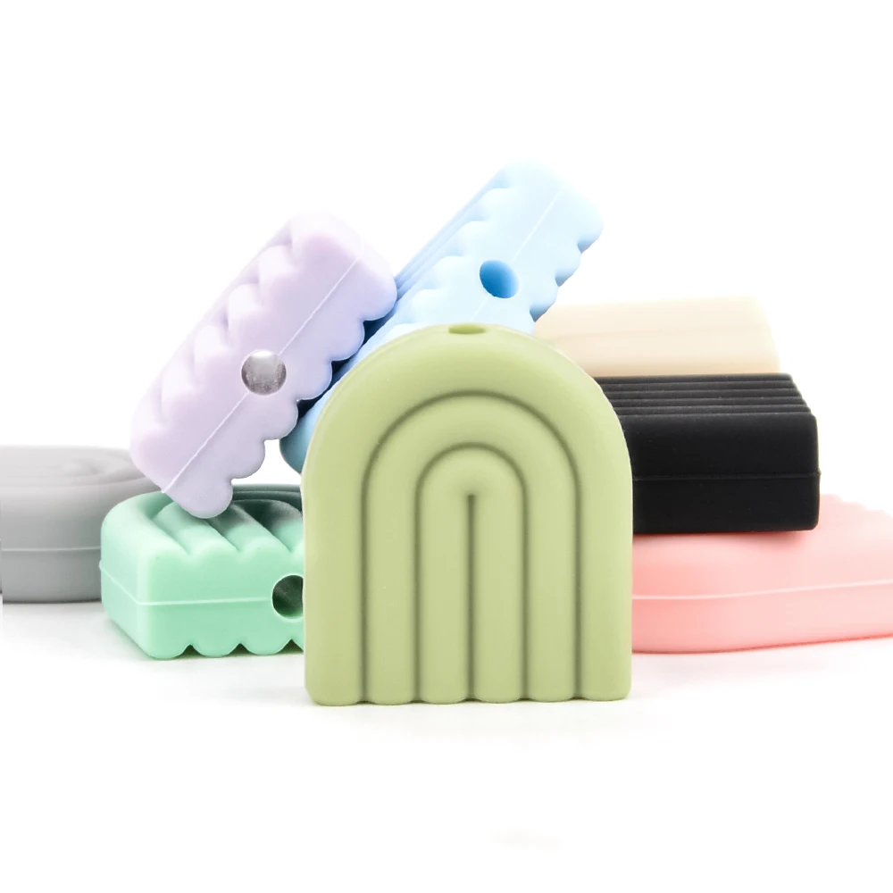 Low Moq Wholesale Food Grade Silicone Beads for Pacifier Baby Teething Soft BPA Free Silicone Rainbow Arch Beads