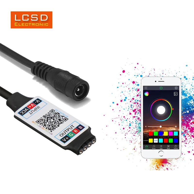 DC5-24V 6A Мини Беспроводная умная передача данных по BLE светодиодный контроллер для цветных (RGB) светодиодных лент огни мобильное приложение