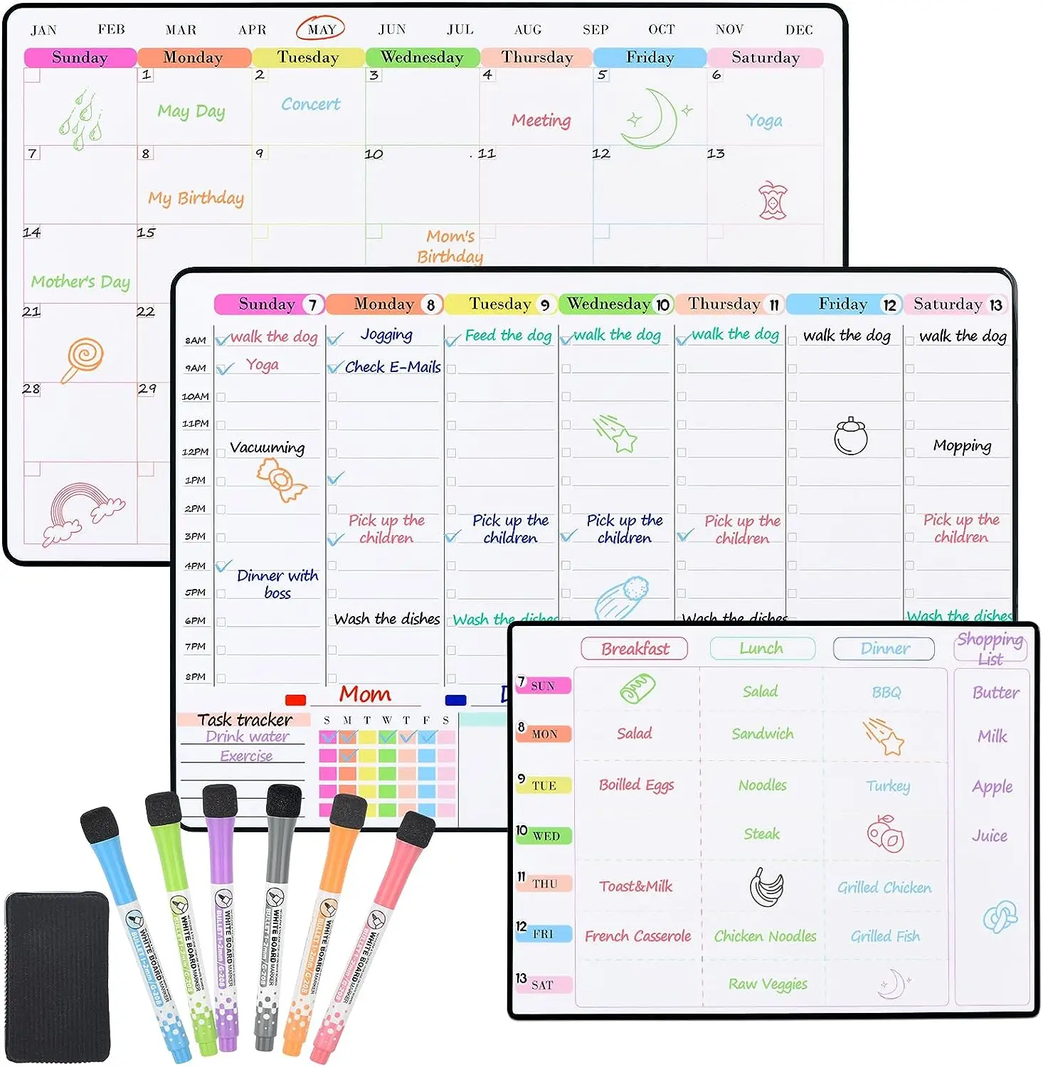 Hot-selling customization custom printing chore chart monthly magnetic calendar for refrigerator planner fridge magnet