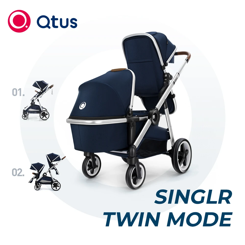 QTUS DuetPro double stroller with car seats for twins Rides is double fold like a single Grows with your family storage basket