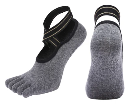 Five finger cross strap combed cotton split toe dance sports half toe women floor yoga socks