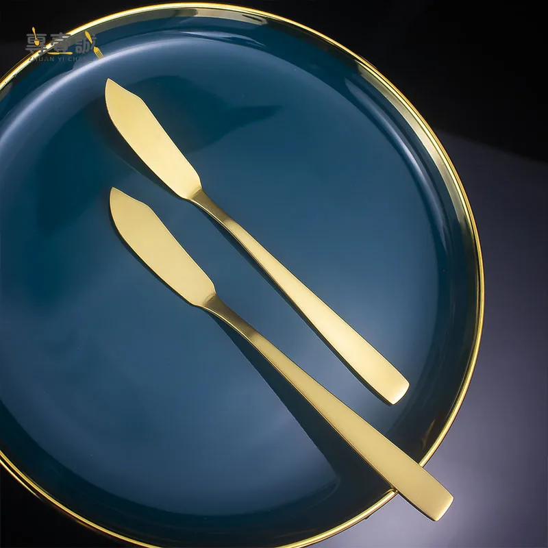 Matte Stainless Steel Serving Spoon Fork Knife Cutlery Set Gold Catering Restaurant Buffet Serving Utensils