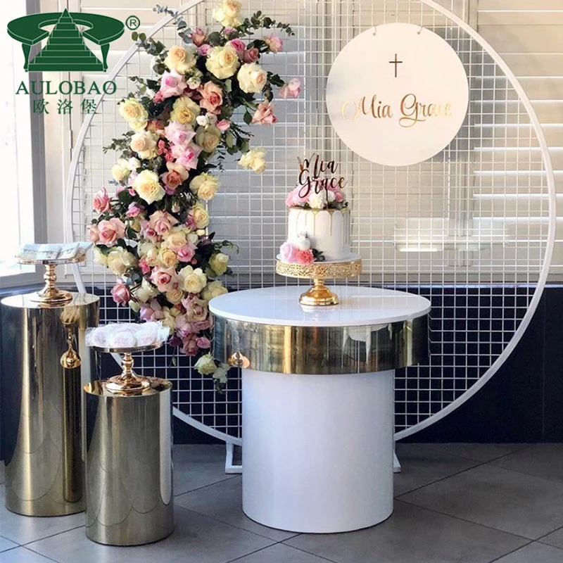 Свадебное украшение, Золотой металлический круглый элегантный свадебный стол для торта