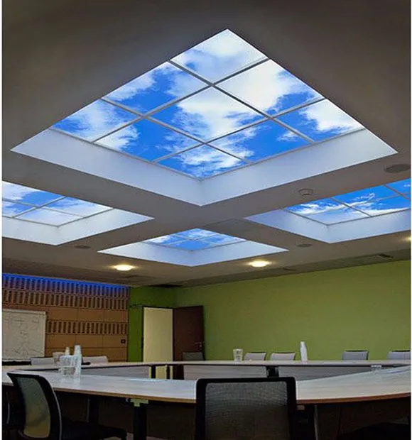 Custom 40w 48W 600x600mm 595x595 CE recessed 3D blue Sky cloud Led Panel ceiling light for room decoration