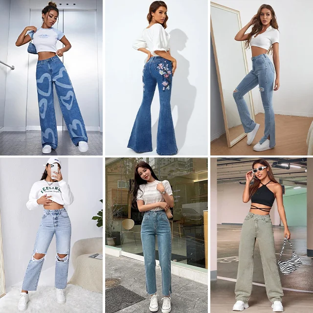 Cheap Wholesale Good Quality Skinny Ladies denim used jeans women jeans stock Lots overruns branded clothing