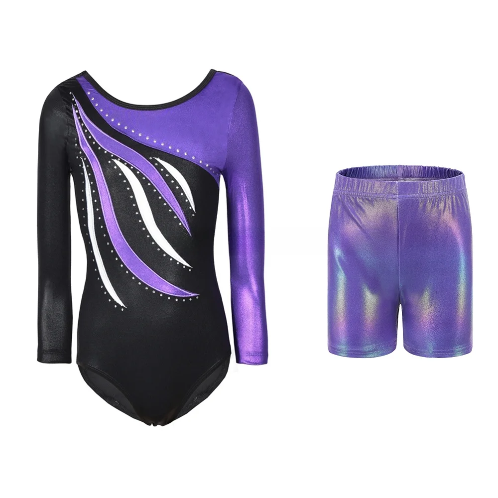 leotards ballet woman for dance and gymnastics adult leotard long sleeves sets with shorts boy competition kids rhythmic