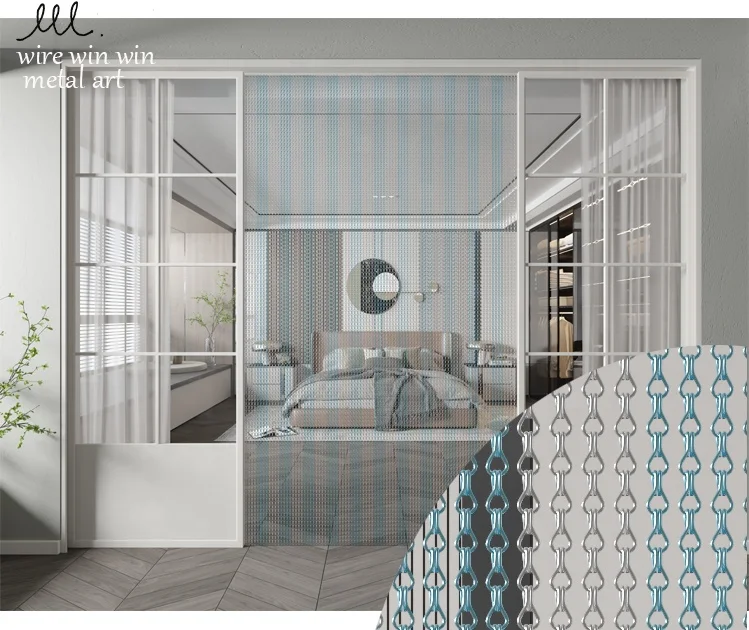Sky Blue No Frame Screen Factory Custom Anodizing Divider Partition 1060 Aluminium Hotel Interior Classic Luxury Space Art