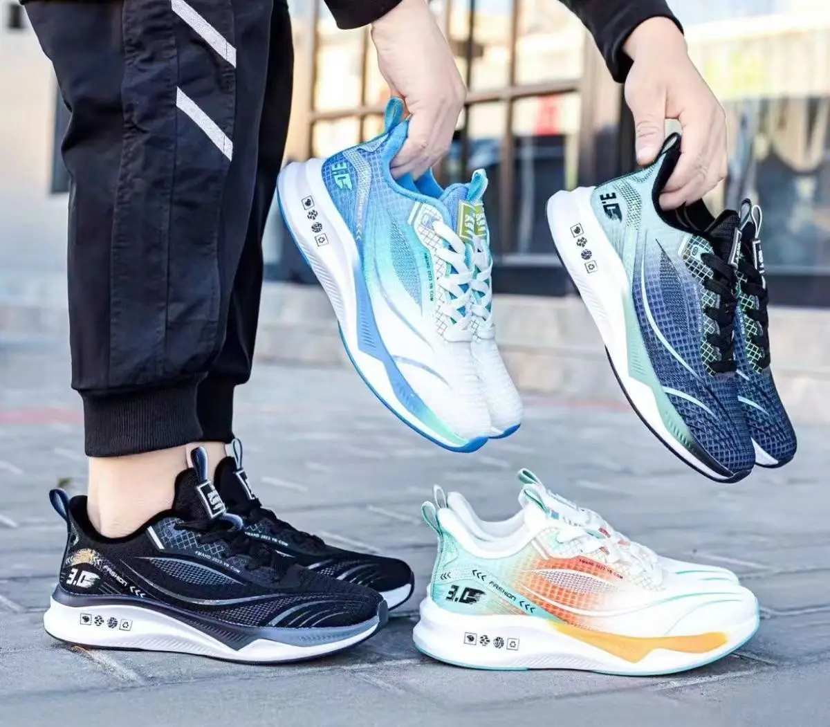 Wholesale men summer new model lightweight breathable air cushion running sport shoes mss-726