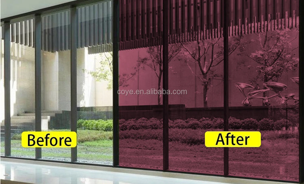 Red Solar Tint Window Film Self Adhesive Privacy Film One Way Mirrored Vinyl Reflective Glass Tint Sun Blocki