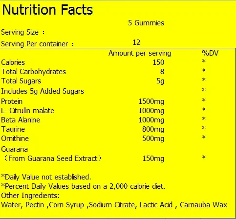 Free Design Private Label Preworkout gummy chews bear Supplement Creatine Monohydrate Preworkout Gummies for men and women