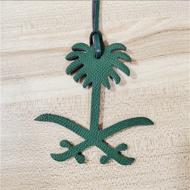 Portable PU Leather Bag Charming Hanger Arabic Letter Alphabet Map Bag Pendant Keychain Holster