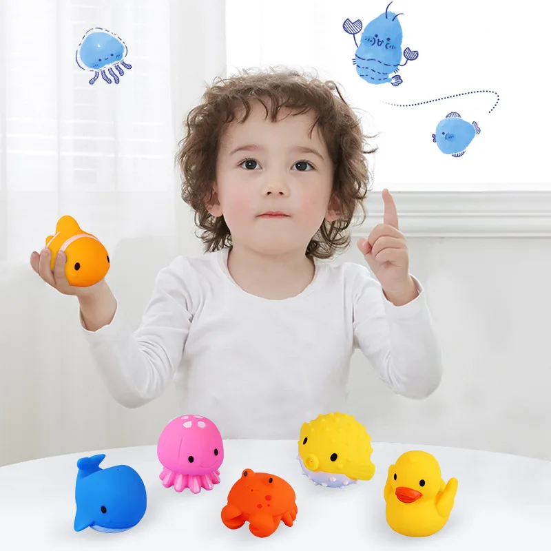 2023 new product cattle sheep chicken duck fish pinch called bath toy fun cute make sounds eco friendly classic toys for kids