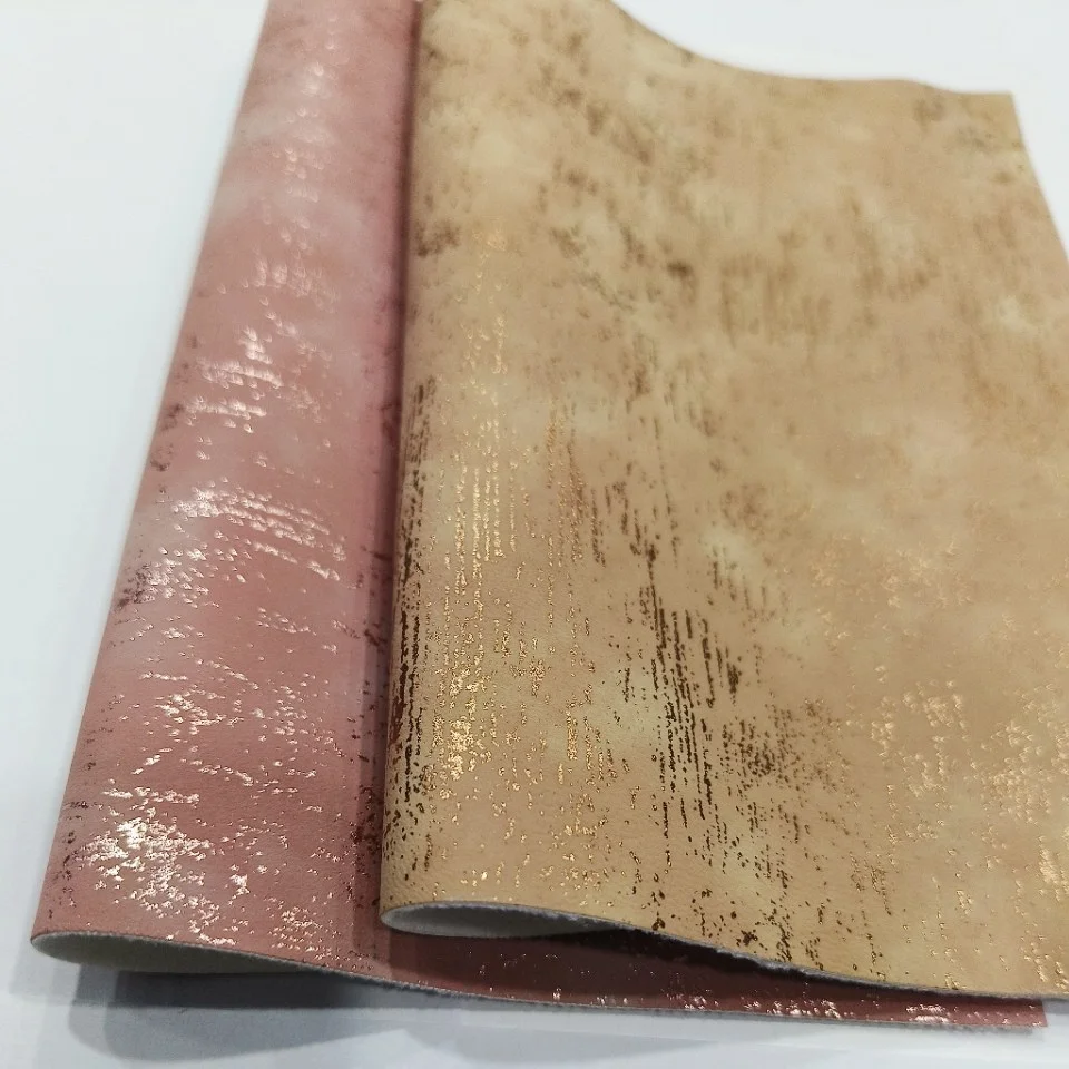 1MM Shiny Metalilic Frosted Foil Stamping Sude Yangbuck PU Foiled Print Faux Leather Rolls For Craft DIY Bags Upholstery