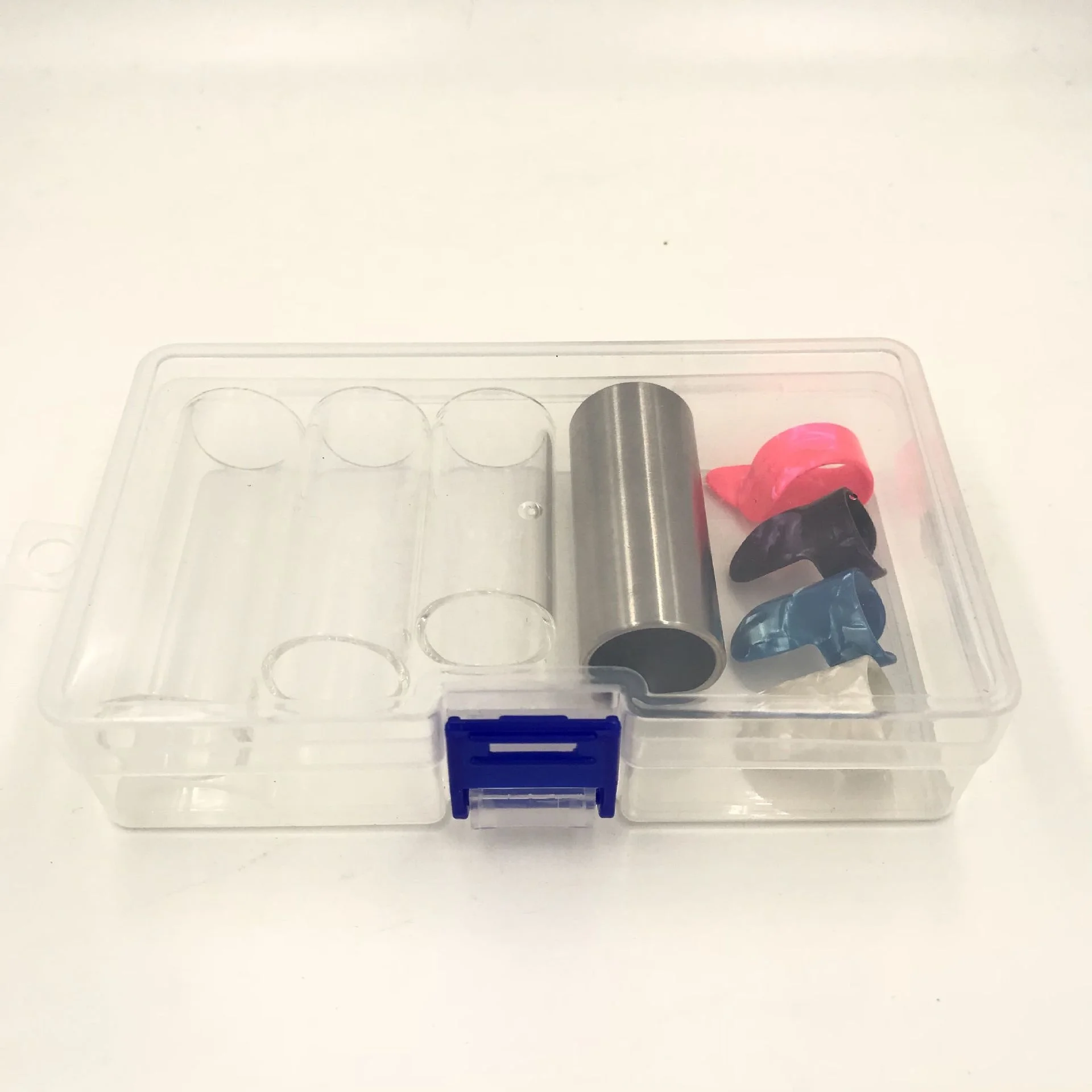 Glass slide Rod Stainless steel slide Rod 6cm Silver 4PCS Selulu finger stall pick random color Plastic box