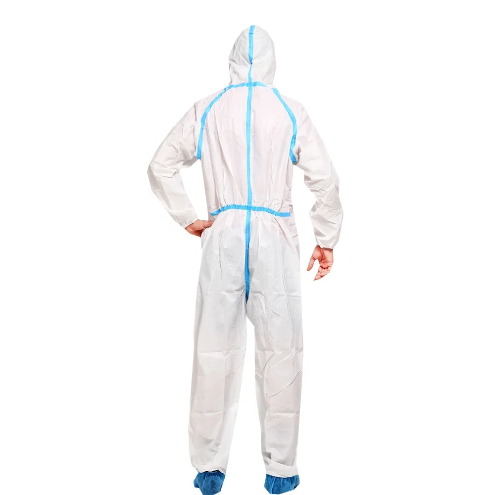 EN 14126 Approved Biological Protective Hooded Disposable With boot cover Medical Use Coveralls