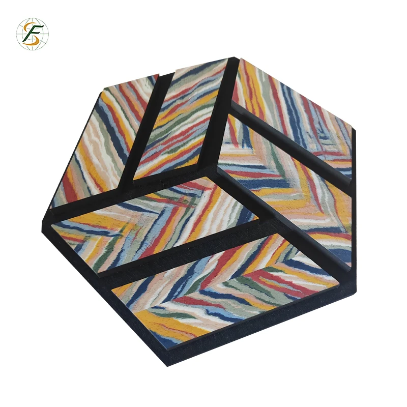 Hexagon parquet  wall panel laminate MDF acoustic wall panel wood decorative wall board