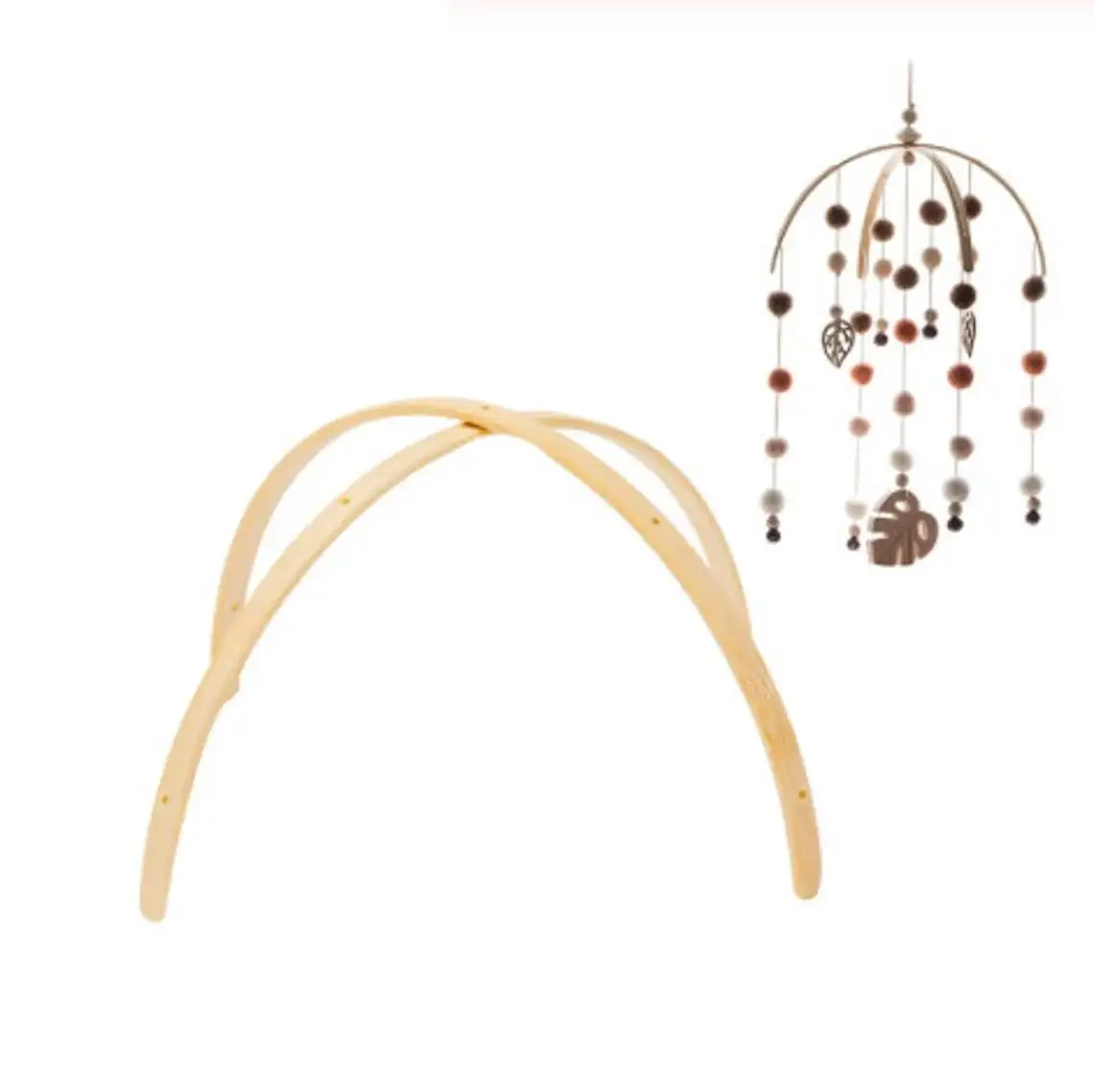 
home boho DIY custom accessories macrame wall hanging bamboo arches wooden baby mobile frame 