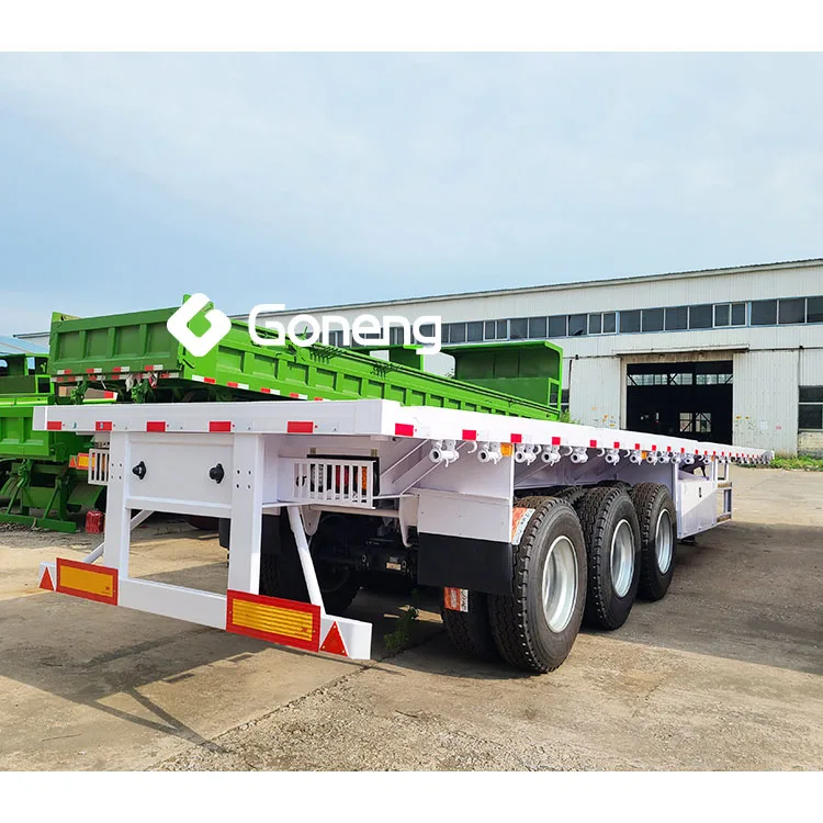 3 eixos recipiente  semi reboque cama plana 3 axles 40ft container semi trailer 20ft flatbed semi trailer price