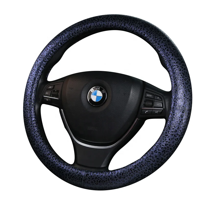 Automobile accessories 2022 leopard cow design customization pu universal elastic steering wheel wrap cover