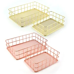 Desk Gold Iron Metal Wire Bedroom Living Room Home Goods Mesh Storage Basket