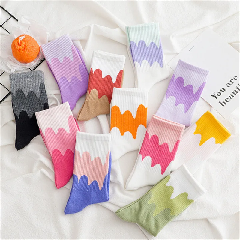 Wholesale Socks Women Teen Young Girl Ice Cream Cheap Korea Crew Cotton Fashion Breathable Tube Sock