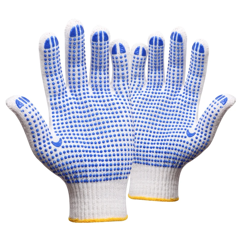 XINGYU 10 Gauge Knitted Polyester PVC Dots Gloves Dotted Cotton Machinist Working PVC Dotted Gloves