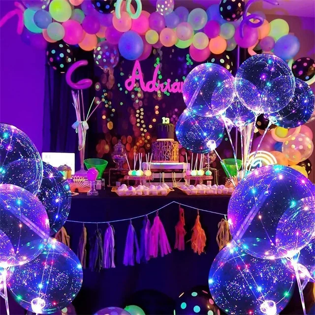 LED Bobo Balloons Transparent LED Light Up Balloons Clear Glow Balloons with String Lights for Party Birthday Wedding