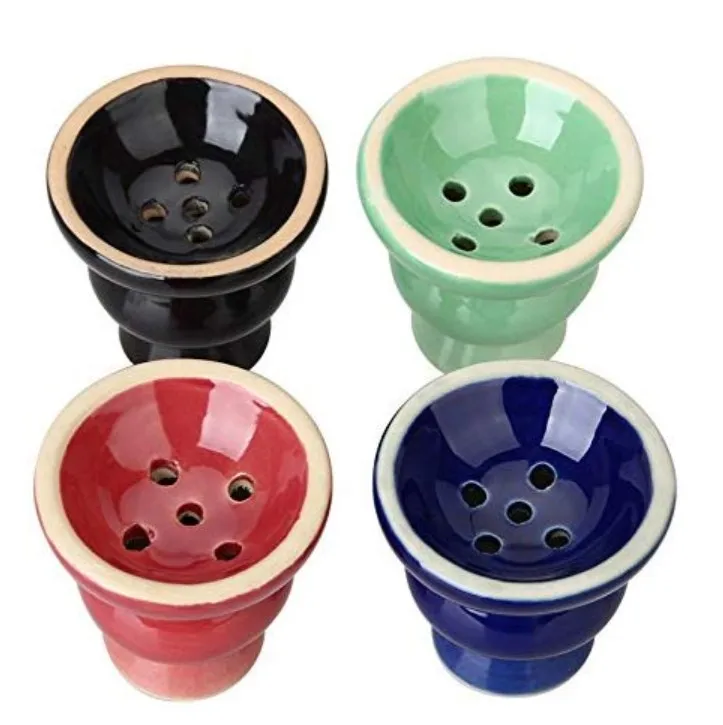 Shisha Hookah Ceramic 4 Colors Straight Type Water Pipe Clay Bowl New Design Hookah Bowl Chicha Foil Hose Charcoal For Shisha